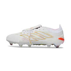 Chuteira Campo FG Adidas Predator 26 Elite Com Língua Zidane Branca e Dourada