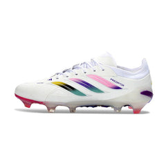 Chuteira Campo FG Adidas Predator 26 Elite Branca, Rosa e Roxa