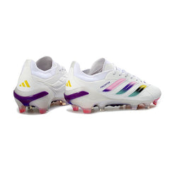 Chuteira Campo FG Adidas Predator 26 Elite Branca, Rosa e Roxa