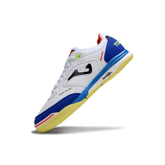 Chuteira Futsal IC Joma Top Flex Rebound Branca Azul e Amarela