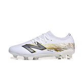 Chuteira Campo FG New Balance Furon Team V8 Branca e Dourada