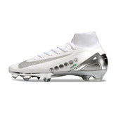 Chuteira Campo FG Nike Air Zoom Mercurial Superfly 10 Elite Branca e Prateada