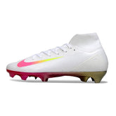 Chuteira Campo FG Nike Air Zoom Mercurial Superfly 10 Elite Branca e Rosa
