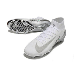 Chuteira Campo FG Nike Air Zoom Mercurial Superfly 10 Elite Branca e Prateada