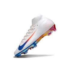 Chuteira Campo FG Nike Air Zoom Mercurial Superfly 10 Elite Branca, Azul e Vermelha