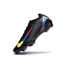 Chuteira Campo FG Nike Air Zoom Mercurial Vapor 16 Elite Preta, Amarela, Azul e Vermelha