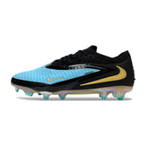 Chuteira Campo FG Nike Phantom 6 Elite Preta, Azul e Dourada
