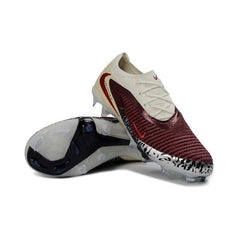 Chuteira Campo FG Nike Phantom 6 Elite Branca e Vermelha-Escura Infantil