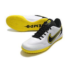 Chuteira Futsal IC Nike Tiempo Legend 9 Elite Branca Preta e Amarela