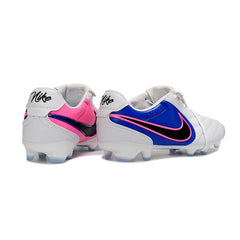 Chuteira Campo FG Nike Tiempo Ligera Elite Branca, Azul e Rosa