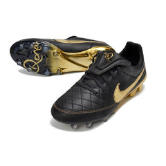 Chuteira Campo FG Nike Tiempo R10 Legend Elite Preto e Douradoen
