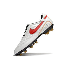 Chuteira Campo FG Nike Tiempo R10 Legend Elite Branca e Vermelha