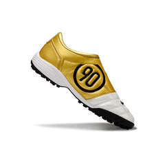 Chuteira Society TF Nike Total 90 III Branca e Dourada