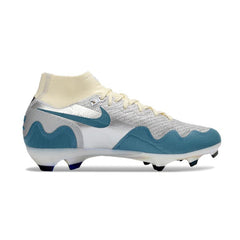Chuteira Campo FG Nike x Patta Mercurial Superfly Elite Prateado, Azul e Branco
