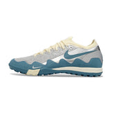 Chuteira Society TF Nike x Patta Zoom Mercurial Vapor Elite Branco, Azul e Prateado