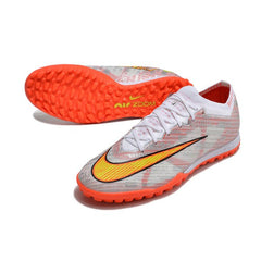 Chuteira Society TF Nike Zoom Mercurial Vapor 15 Elite Prateada e Laranja