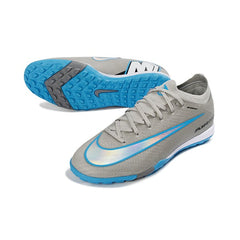 Chuteira Society TF Nike Zoom Mercurial Vapor 16 Elite Cinza e Azul-Clara