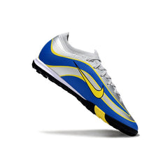 Chuteira Society TF Nike Zoom Mercurial Vapor 16 Elite Cinza Azul e Amarela