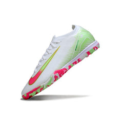 Chuteira Society TF Nike Zoom Mercurial Vapor 16 Elite Branca, Verde e Rosa