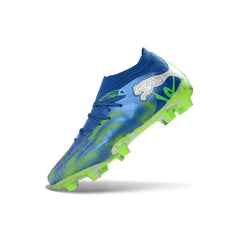 Chuteira Campo FG Puma Future 9 Low Cut Azul e Verde Fluorescente