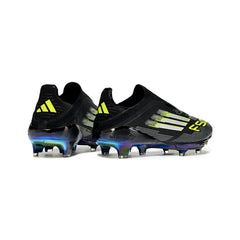 Chuteira Campo FG Adidas F50+ Elite Sem Cadarço Preta, Branca e Verde