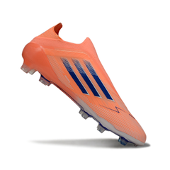 Chuteira Campo FG Adidas F50 Elite Sem Cadarço Coral Blaze Infantil