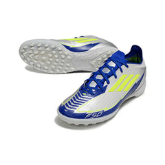 Chuteira Society TF Adidas F50 Elite Prateada e Azul