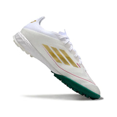 Chuteira Society TF Adidas F50 Elite Branca e Verde