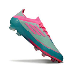 Chuteira Campo FG Adidas F50 Primeknit Elite Azul-Clara e Rosa