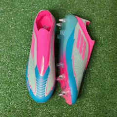 Chuteira Campo Molhado SG Adidas F50 Primeknit Elite Azul Claro e Rosa - Tamanho 44,5 EUR