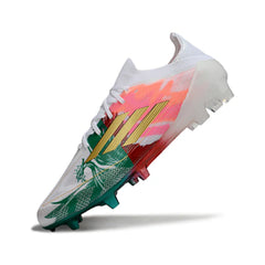 Chuteira Campo FG Adidas F50 Primeknit Elite Branca, Verde e Vermelha