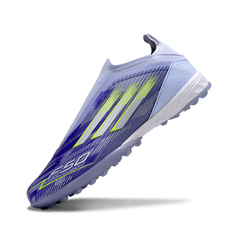 Chuteira Society TF Adidas F50 Elite Sem Cadarço Sparkfusion Roxa Infantil