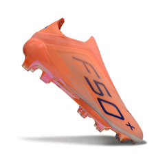 Chuteira Campo FG Adidas F50+ Sem Cadarço Elite Pack Coral Blaze Infantil