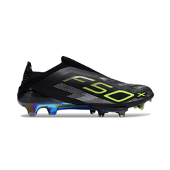 Chuteira Campo FG Adidas F50+ Sem Cadarço Elite Pack Electric Stealth Infantil