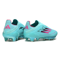 Chuteira Campo FG Adidas F50+ Elite Sem Cadarço Azul-Clara