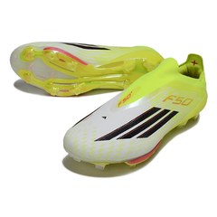 Chuteira Campo FG Adidas F50+ Elite Sem Cadarço Preta e Amarela