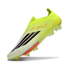 Chuteira Campo FG Adidas F50+ Elite Sem Cadarço Preta e Amarela