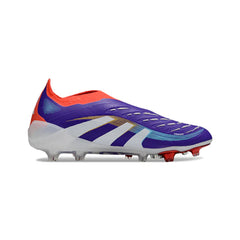 Chuteira Campo FG Adidas Predator 25 Elite Sem Cadarço Azul e Vermelha Infantil