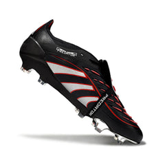 Chuteira Campo FG Adidas Predator 25 Elite Com Língua Preta, Prateada e Vermelha