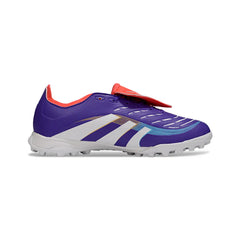 Chuteira Society TF Adidas Predator 25 Elite Com Língua Azul e Vermelha Infantil
