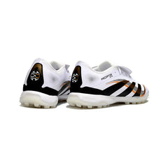 Chuteira Society TF Adidas Predator 25 Elite Com Língua Branca, Preta e Dourada