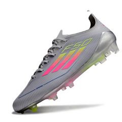 Chuteira Campo FG Adidas F50 Elite Cinza, Rosa e Amarela