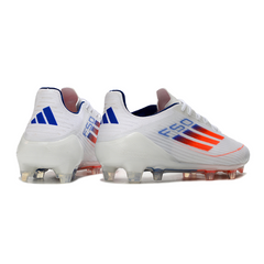 Chuteira Campo FG Adidas F50 Elite Branca, Laranja e Azul