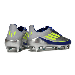 Chuteira Campo Molhado SG Adidas F50 Elite Prateada e Azul Messi