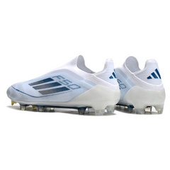 Chuteira Campo FG Adidas F50 Elite Sem Cadarço Branca e Azul