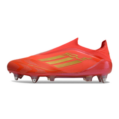 Chuteira Campo Molhado SG Adidas F50 Elite Sem Cadarço Vermelha e Amarela