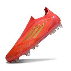 Chuteira Campo Molhado SG Adidas F50 Elite Sem Cadarço Vermelha e Amarela