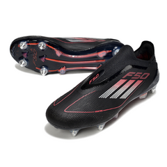 Chuteira Campo Molhado SG Adidas F50 Elite Sem Cadarço Preta, Branca e Vermelha
