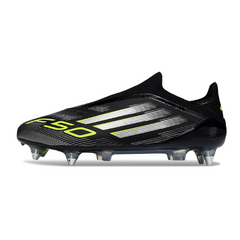 Chuteira Campo Molhado SG Adidas F50 Elite Sem Cadarço Preta, Branca e Verde