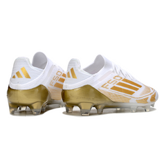 Chuteira Campo FG Adidas F50 Primeknit Elite Branca e Dourada